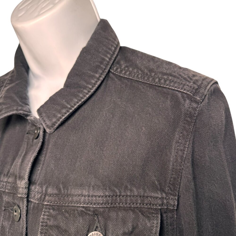 Paige Women's Black Denim Jean Cropped Jacket Coat Goth Punk Emo Metal Grunnge S - Picture 6 of 14